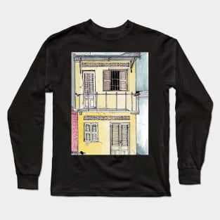 Tinyhouse Saigon Vietnam Watercolor Illustration Long Sleeve T-Shirt